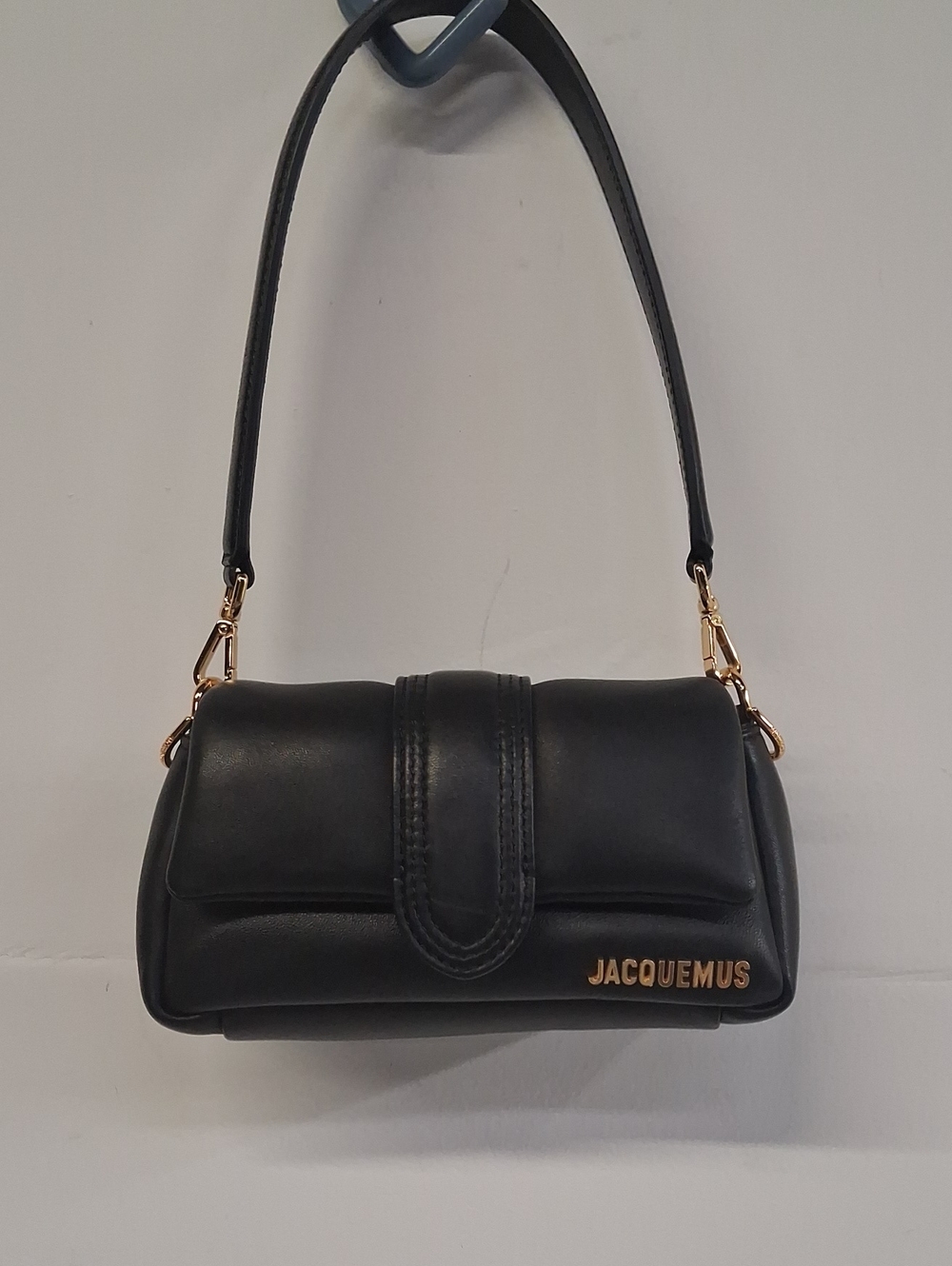 Womens Jacquemus Le Bambino Leather Satchel Bag Black & Gold